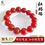 天然红玛瑙手链男女款单圈圆珠本命年转运手串批发货源支持复检
