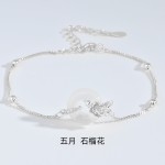 s925纯银十二花神白玉髓平安扣手链女生新中式国风小清新春夏新款