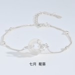 s925纯银十二花神白玉髓平安扣手链女生新中式国风小清新春夏新款