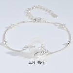 s925纯银十二花神白玉髓平安扣手链女生新中式国风小清新春夏新款