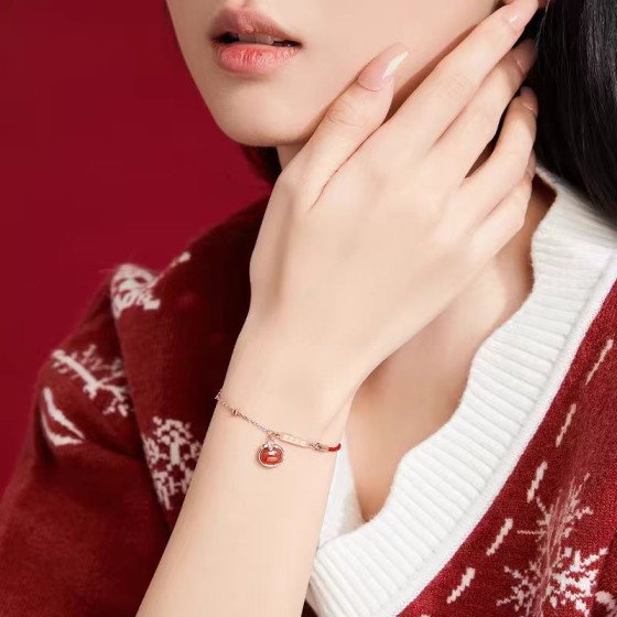 柿柿如意手链女轻奢小众精致2024年新款本命年红手绳新年礼物