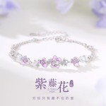 紫藤花双层手链女生轻奢珐琅花朵手环浪漫气质情人节日礼物送女友