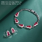 华优美饰品耳环手链抖音跨境欧美鸽血红宝石葫芦套装女款时尚