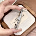 精工轻奢满天星双排钻防静电运动手环白金/香槟金卡扣手镯