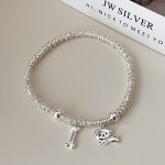 不规格碎银子猫咪小鱼可爱狗盘缠手链女小众设计银圈手饰礼物手串