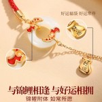 好运锦鲤红绳手链女轻奢高级感爆款中国风和田玉平安扣转运珠手绳
