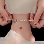 平安喜乐脚链银色心想事成小福牌脚绳小众复古百搭款脚饰品女手链