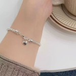 日韩版简约小众设计感手链女S字母重工粗链质感爱心形送闺蜜手环
