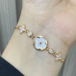 卢家同款香槟金精工贝母四叶草老花手链女轻奢时尚气质幸运草手饰