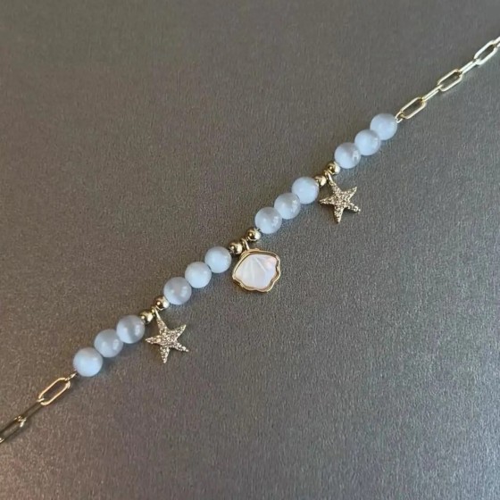 2025新款贝壳海星猫眼石手链女小红书同款气质时尚高级感轻奢手饰
