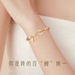 锦鲤平安扣手链女款轻奢小众设计感仿和田玉手串情人节礼物