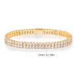 跨境商品欧美爆款嘻哈3MM镶锆石网球手链双排Tennisbracelet潮批