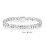 跨境商品欧美爆款嘻哈3MM镶锆石网球手链双排Tennisbracelet潮批