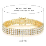 跨境商品欧美爆款嘻哈3MM镶锆石网球手链双排Tennisbracelet潮批