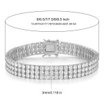 跨境商品欧美爆款嘻哈3MM镶锆石网球手链双排Tennisbracelet潮批
