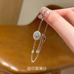 重工银色拉丝圆盘精致手链新款轻奢冷淡风轻奢手饰女