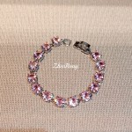 轻奢高级感彩色宝石手链百搭彩宝手链女小众设计满钻多宝彩钻手环