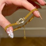 意大利米兰尼斯表带手链vintage复古风简约镶钻马蹄扣缎带手环女