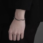 碎银缠绕手链男潮个性冷淡风黑色串珠手环时尚百搭创意感双层手饰