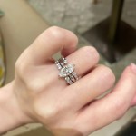 小红书同款ins极简主义三合一叠戴戒指璀璨超闪马眼锆石开口女戒