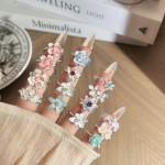 爆款文艺风晕染渐变珐琅花朵戒指女时尚设计感气质轻奢百搭食指戒