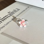 爆款文艺风晕染渐变珐琅花朵戒指女时尚设计感气质轻奢百搭食指戒