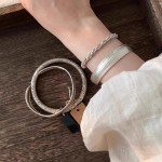古法哑光银色素圈手镯轻奢小众精致叠戴手链女款2025新款百搭手饰