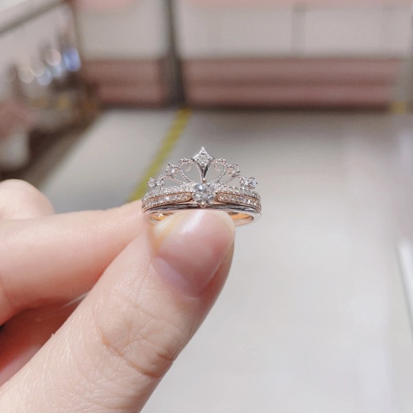 城堡烟花系列皇冠情侣戒指女ins二组合对戒小众网红一款多戴指环