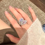 超闪满钻闪钻时尚羽毛戒指女款开口可调节食指指环 ins潮小众夸张