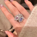 超闪满钻闪钻时尚羽毛戒指女款开口可调节食指指环 ins潮小众夸张