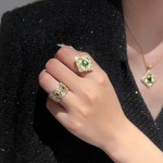 中古vintage祖母绿钻戒 布契拉丝红刚玉双金色潮戒指女轻奢高级感