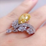 微镶锆石水滴高碳钻为爱加冕皇冠戒指奢华璀璨精工黄钻开口戒指女