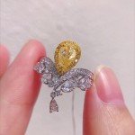 微镶锆石水滴高碳钻为爱加冕皇冠戒指奢华璀璨精工黄钻开口戒指女