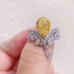 微镶锆石水滴高碳钻为爱加冕皇冠戒指奢华璀璨精工黄钻开口戒指女