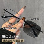 6639感光变色眼镜框新款金属男防蓝光平光镜眼镜架女变色眼镜