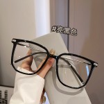 韩版新款大框豹纹眼镜女超轻金属防蓝光眼睛框架百搭
