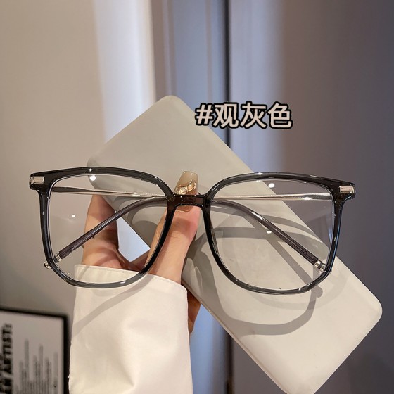 韩版新款大框豹纹眼镜女超轻金属防蓝光眼睛框架百搭