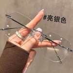 鞠婧祎同款御姐金丝无边框高级感眼镜超轻防蓝光平光镜框包