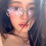 素颜金丝超轻无框方形眼镜女纯欲高智感防蓝光超轻眼镜架