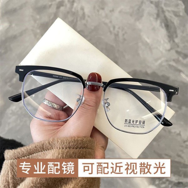 防蓝光眼镜理工男款痞帅高颜值网红同款半框眼镜框架女款