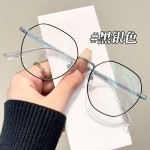 超轻金属银框眼镜女防蓝光大脸显瘦网上专业配镜眼镜