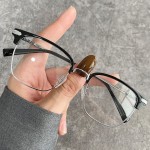 简约高级感眼镜防蓝光百搭镜架理工男款半框眼镜架