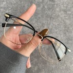 简约高级感眼镜防蓝光百搭镜架理工男款半框眼镜架