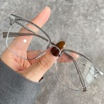 简约高级感眼镜防蓝光百搭镜架理工男款半框眼镜架