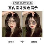 感光变色防蓝光眼镜无框气质款平光镜网红直播爆款
