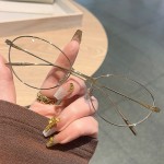 银丝全框猫眼眼镜女椭圆框老钱风超轻眼镜架丹阳眼镜