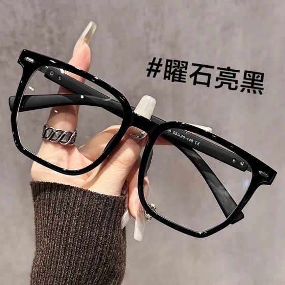 超轻冷茶眼镜女镜片高级感大框显脸小防蓝光眼镜框男