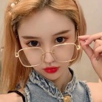 女款素颜眼镜防蓝光高清平光镜金属镜框网红大脸显瘦潮