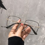 女款素颜眼镜防蓝光高清平光镜金属镜框网红大脸显瘦潮