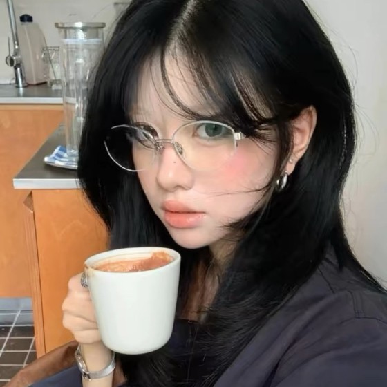韩版纯欲风椭圆半框金属防蓝光平光镜女方圆脸高级感